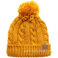 Women ribbed knit satin lined beanie hats